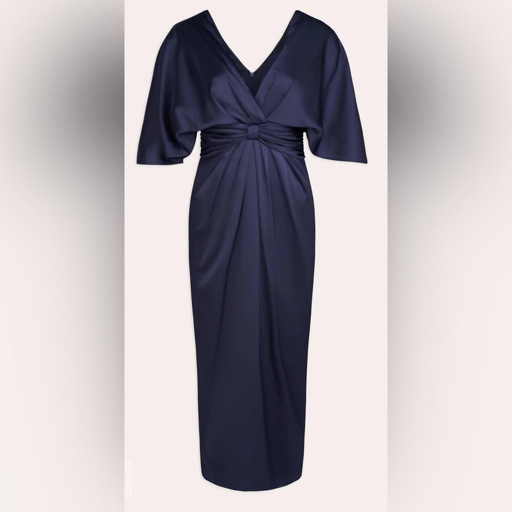 Theia Navy Midi Dress